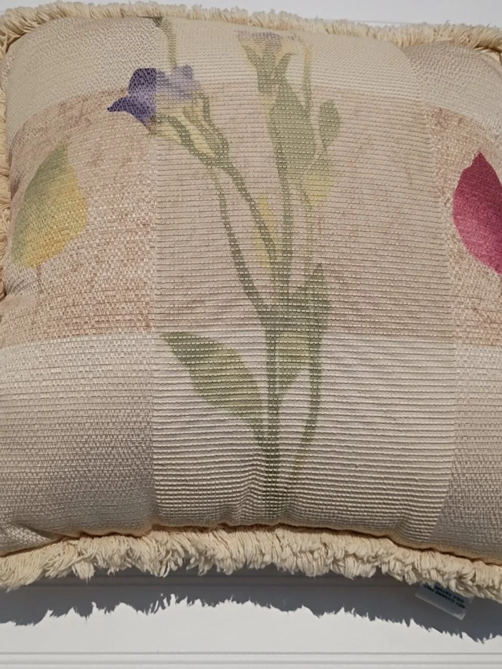 Vtg Croscill Throw Pillow LaJolla Floral Cottagecore Botanical 18 x 18 Textured